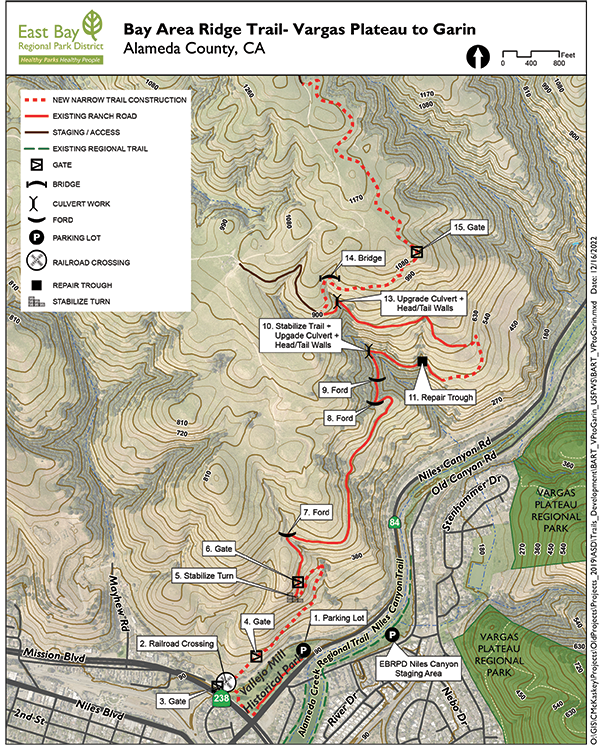 Bay Area Ridge Trail Vargas Plateau to Garin Map