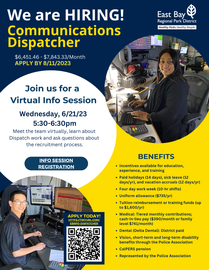 Join us for a Virtual Info Session Wednesday, 6/21/23 5:30-6:30pm Meet the team virtually, learn about Dispatch work and ask questions about the recruitment process.